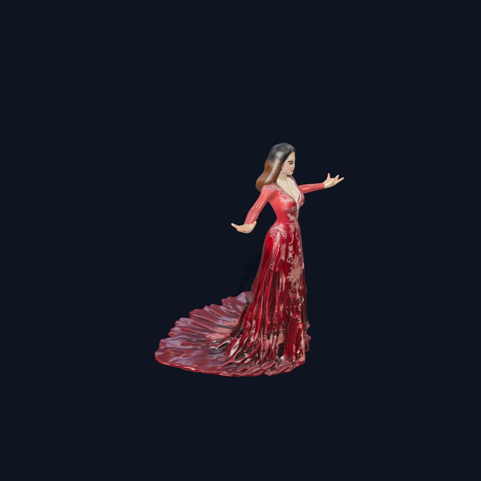 Regal Gown Character  D Model Rigged and Animated
