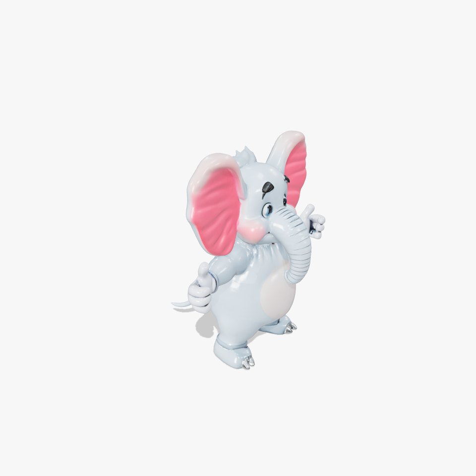 Blue Elephant Character Model Rigged and Animated