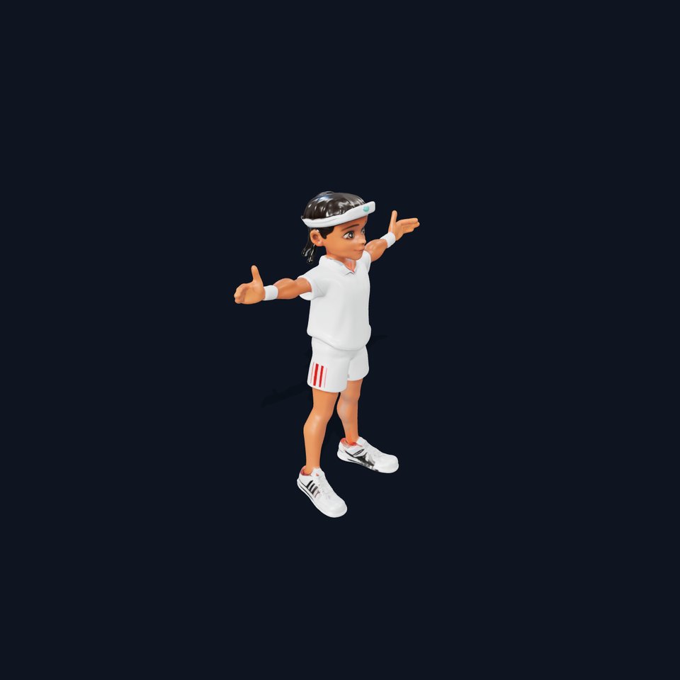 Animated Young Tennis Player Character Model  Rigged and Animated