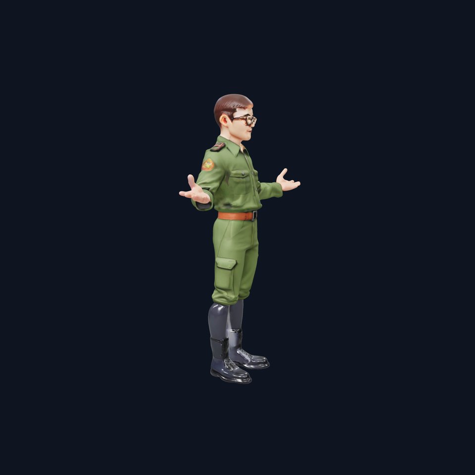 Military Cadet D Character Model Rigged and Animated