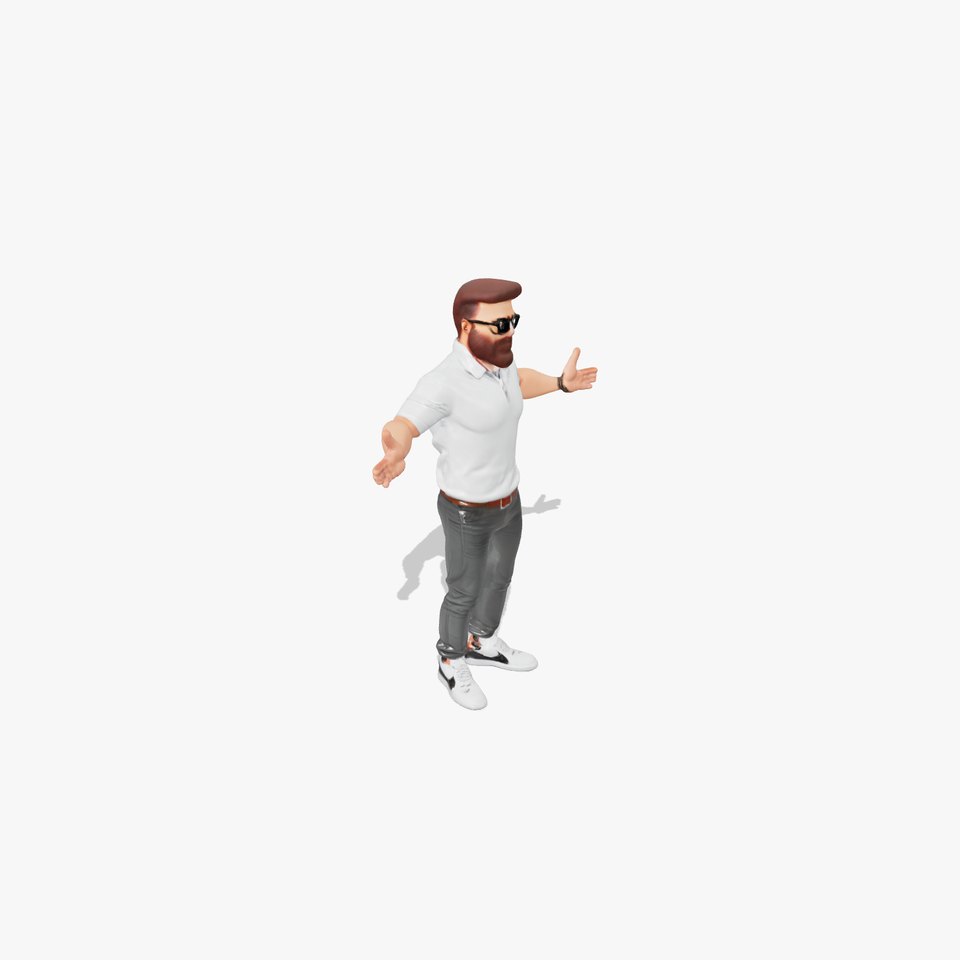 Bearded Modern Casual Male Character  Rigged and Animated