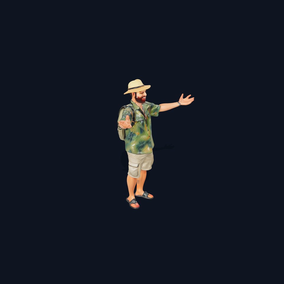 Tropical Adventurer Rigged and Animated Character Model