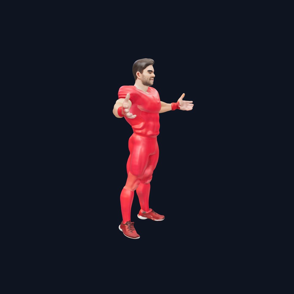 Athletic Male Character Rigged and Animated in Sporty Red Outfit