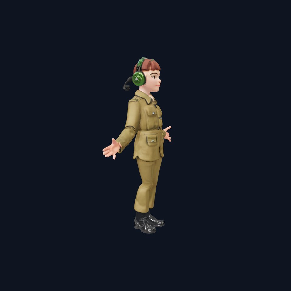 Animated Female Soldier Character Model Rigged and Ready