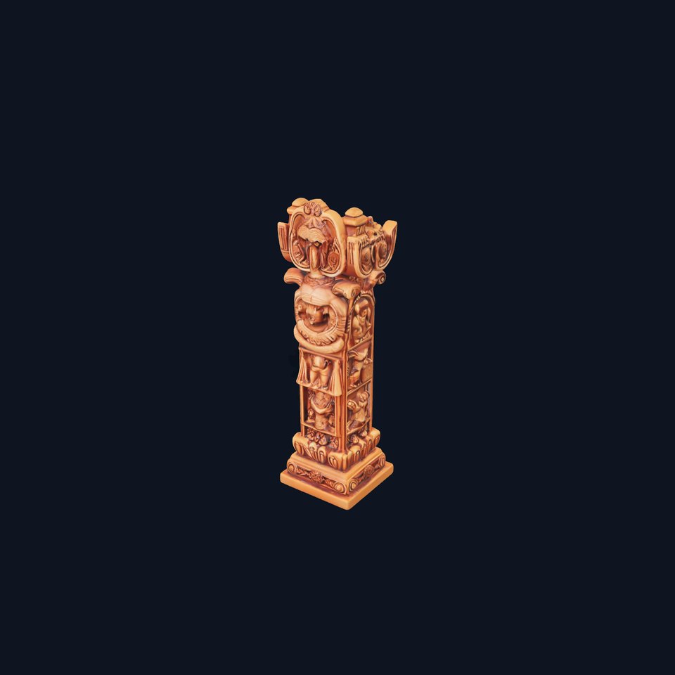 Intricate Wooden Carved Column Model Pack