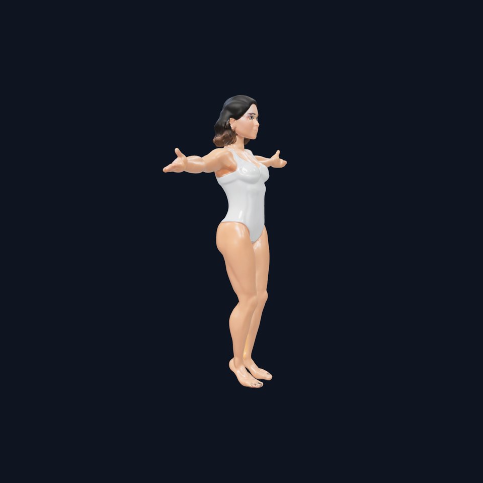 D Female Swimsuit Model Rigged and Animated