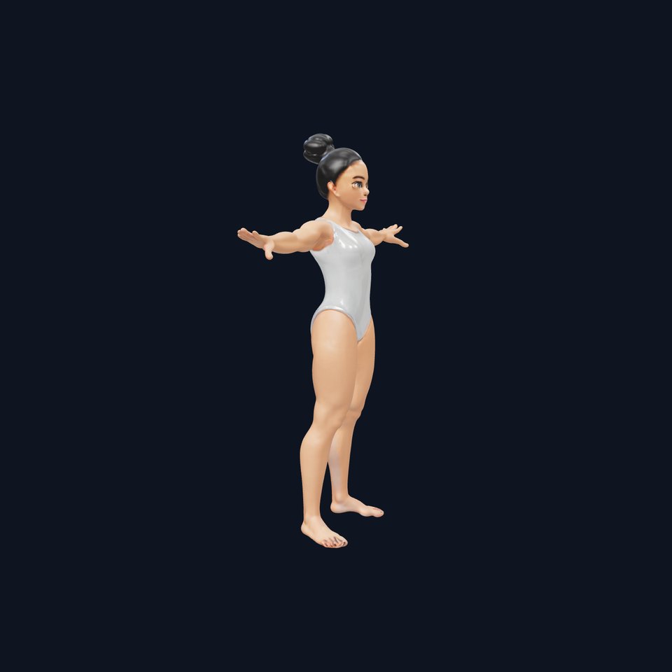 Youthful Athletic Character in Bodysuit  Rigged and Animated