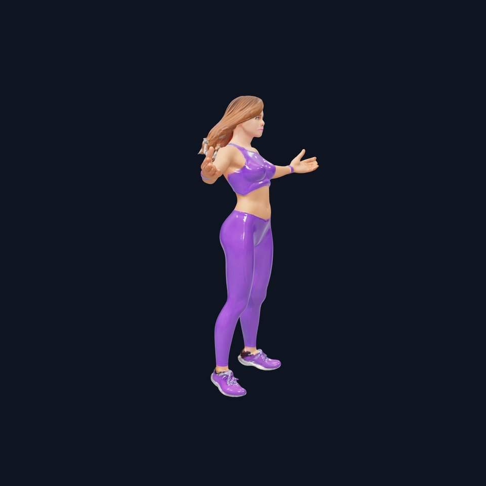 Athletic Female Character in Purple Outfit Rigged and Animated