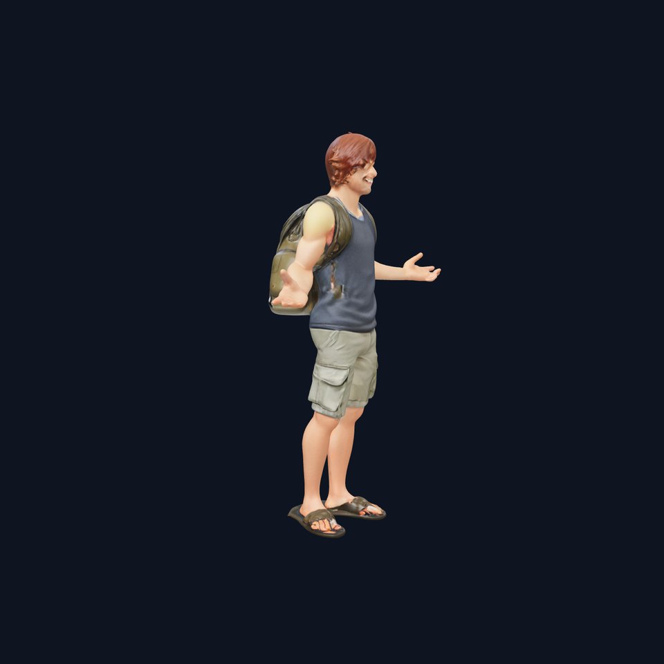 Casual Backpacker Guy Rigged and Animated D Character Model viewer poster