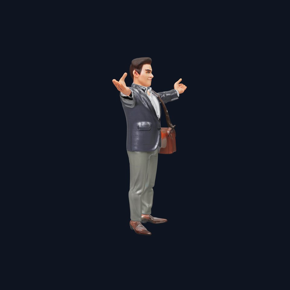 Businessman Character in Suit with Bag Rigged and Animated