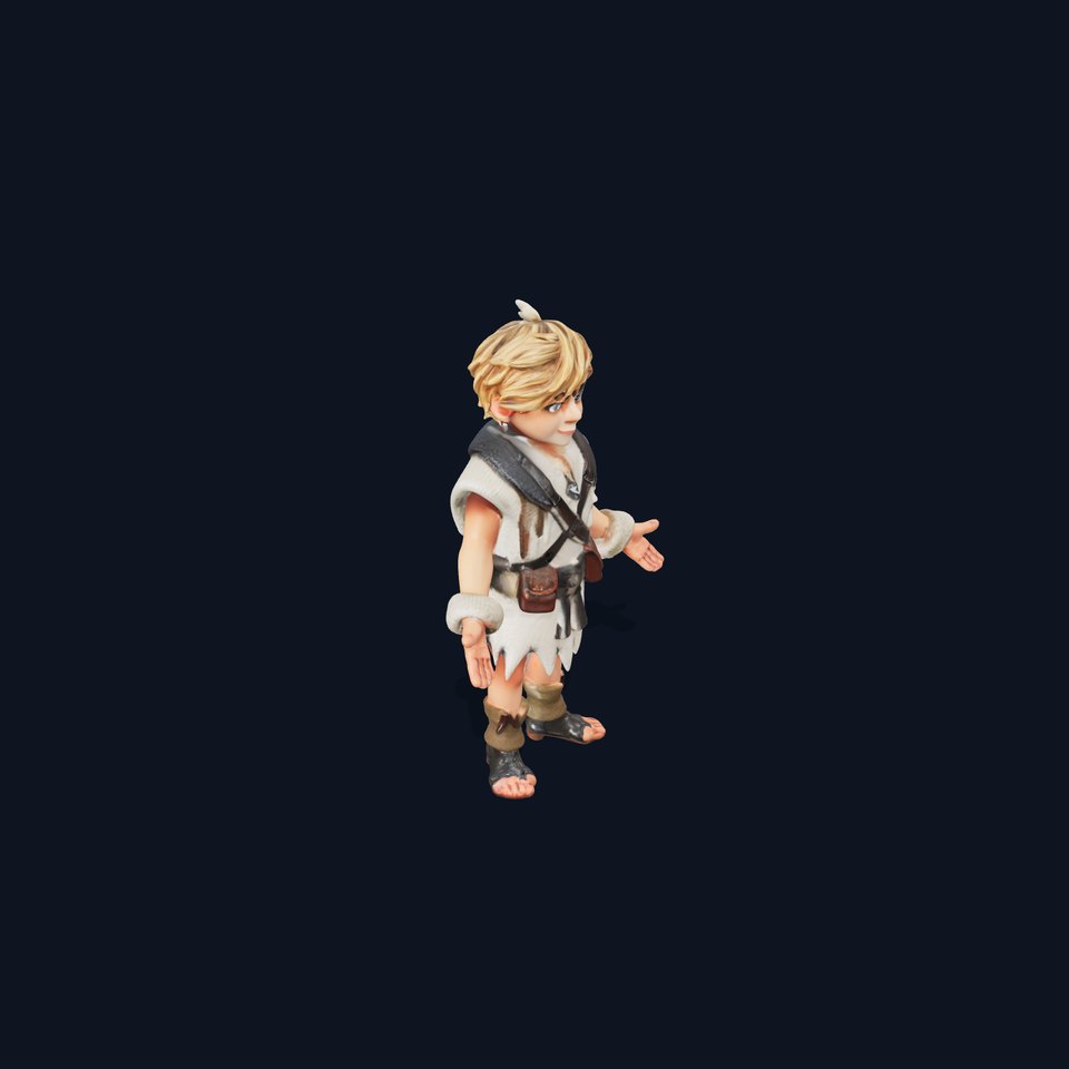 Blonde Adventurer Boy Rigged and Animated D Character Model