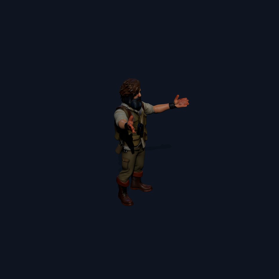 Explorer Character Rigged and Animated D Model with Detailed Features