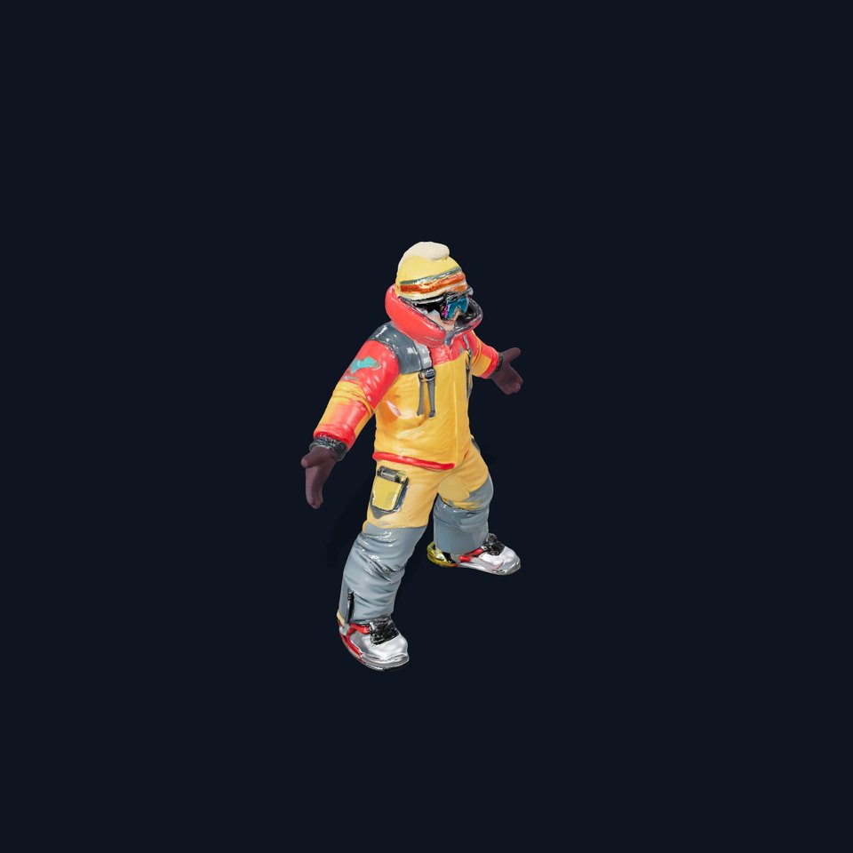 Colorful Ski Kid Rigged and Animated D Character Model