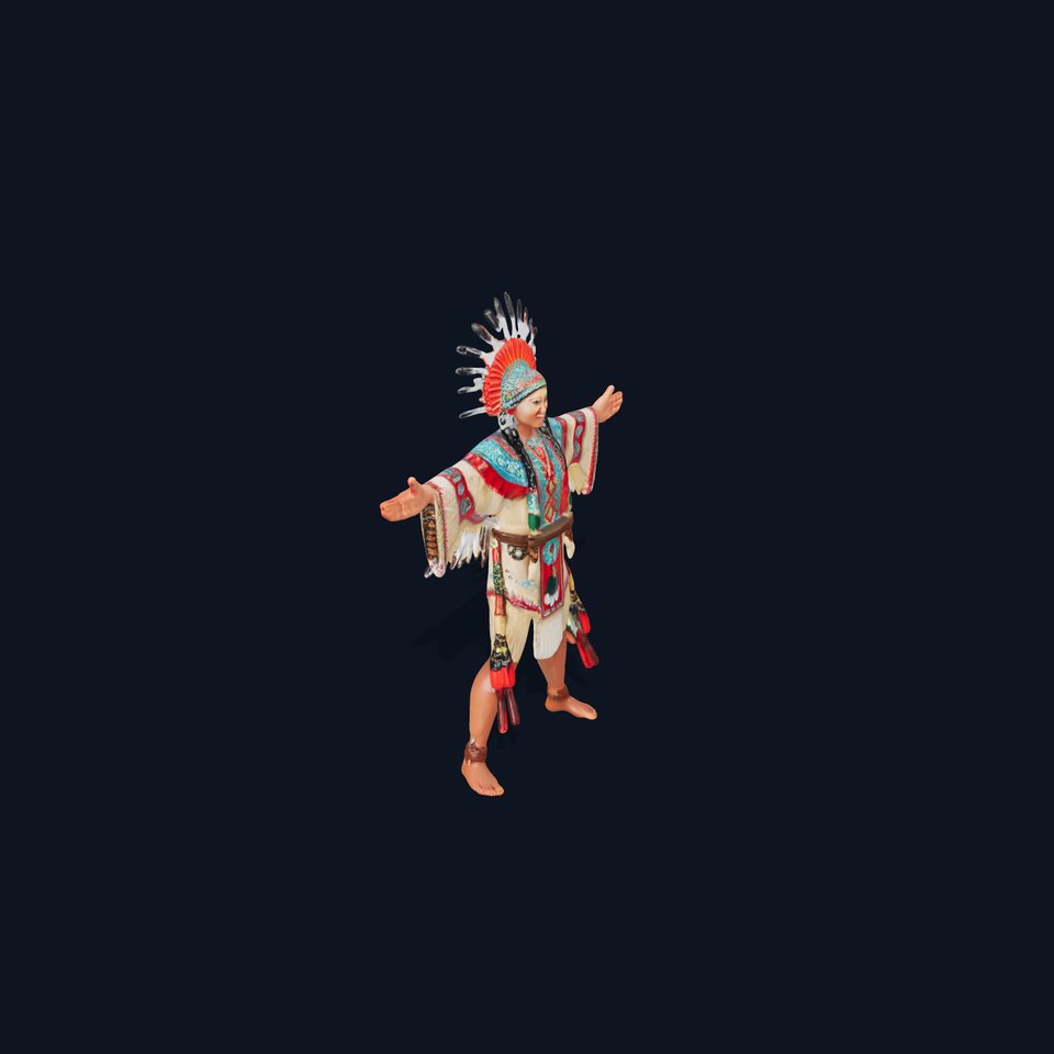 Colorful Tribal Warrior Female Character Rigged and Animated