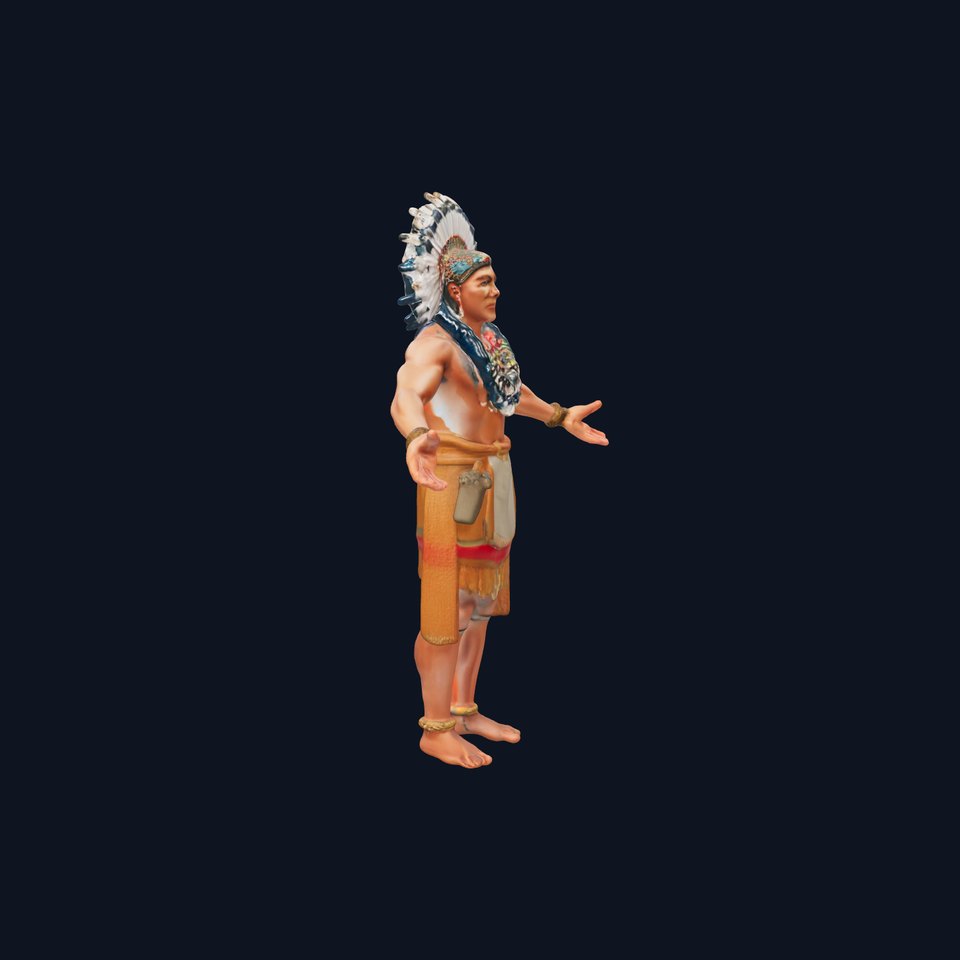 Indigenous Warrior Rigged and Animated Character Model