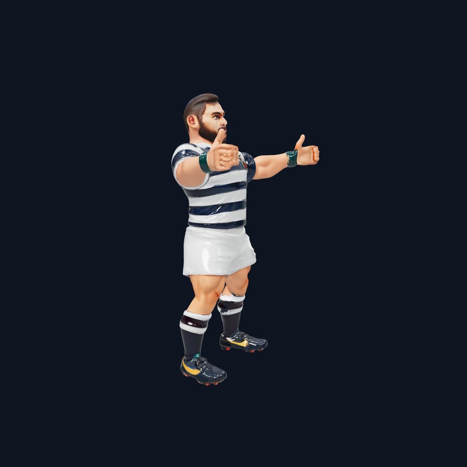 Rugby Player Character Model Rigged and Animated