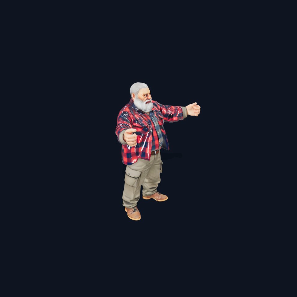 Bearded Lumberjack Character Model Rigged and Animated