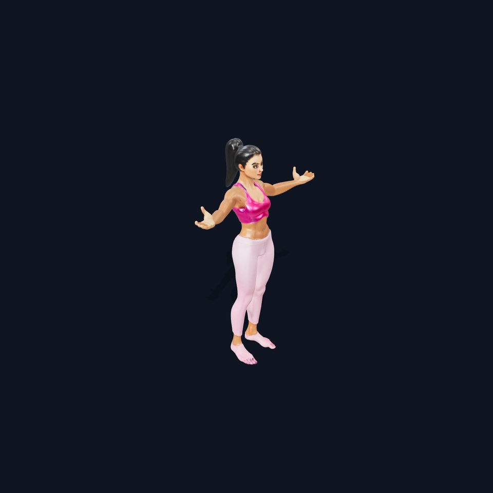 Fitness Female Character Rigged and Animated D Model