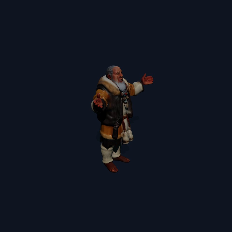 Elderly Shaman Rigged and Animated D Character Model