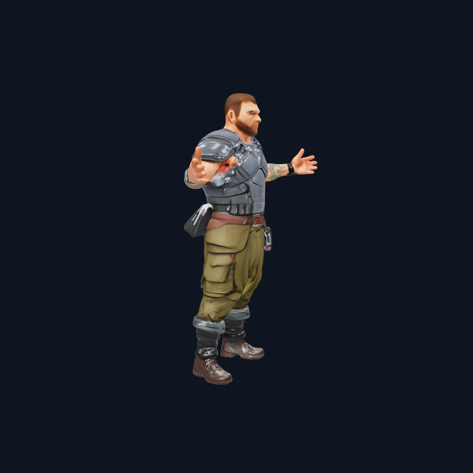 Armored Military Commando Rigged and Animated D Model