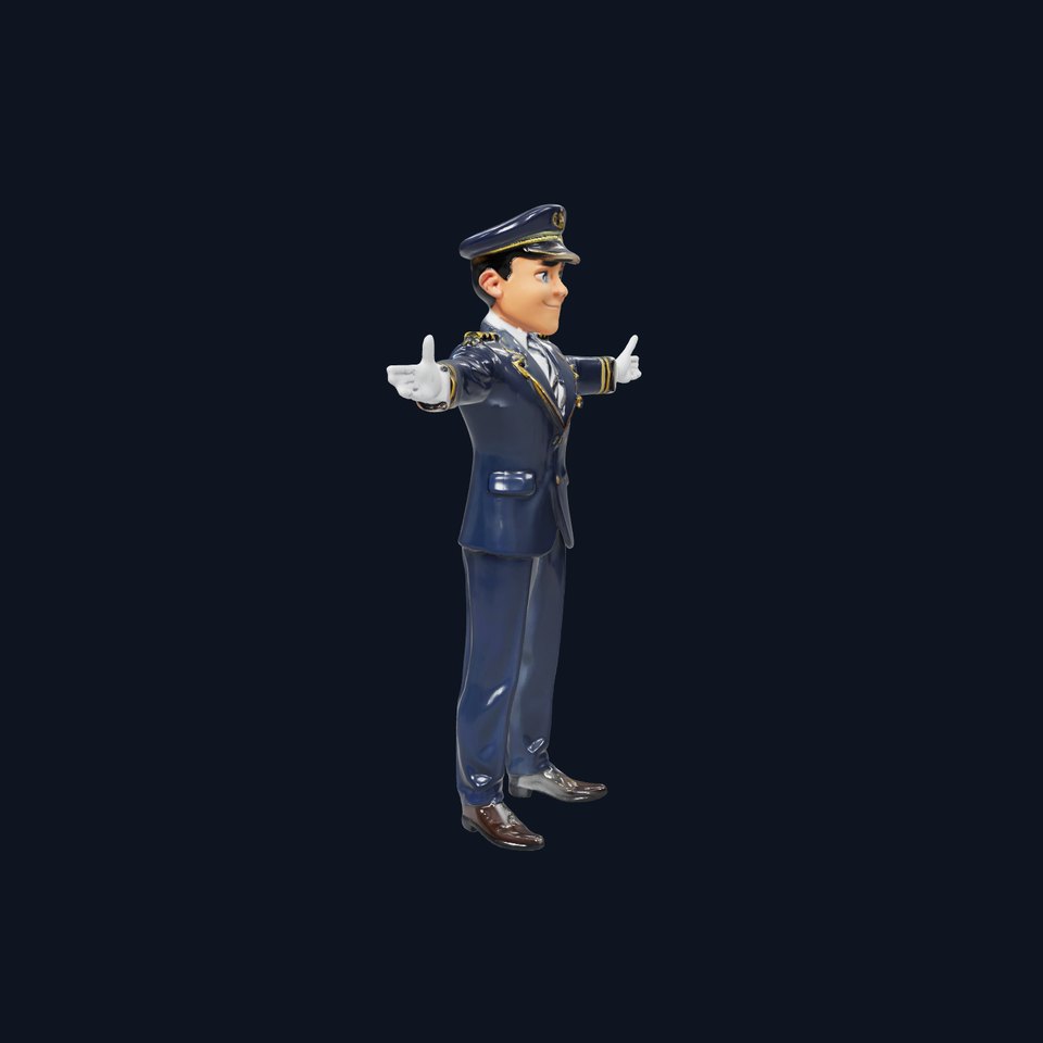 Airline Captain Rigged and Animated D Character Model