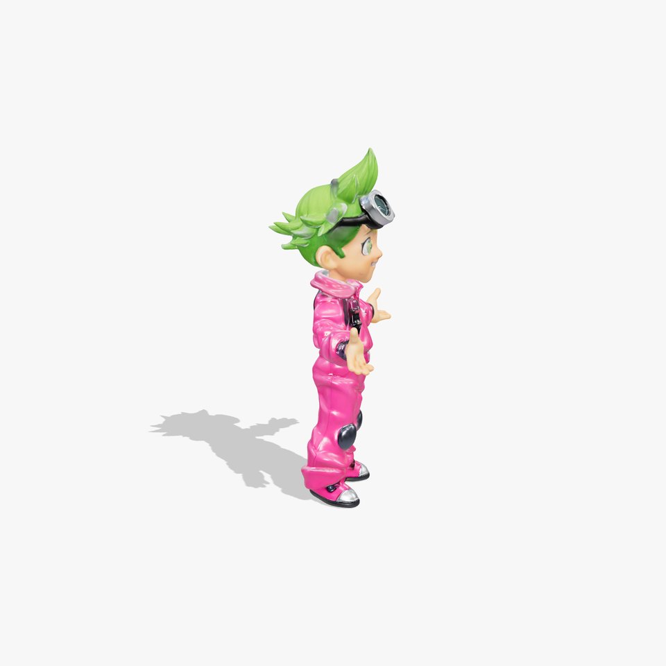 Energetic GreenHaired Boy with Goggles Rigged and Animated viewer poster