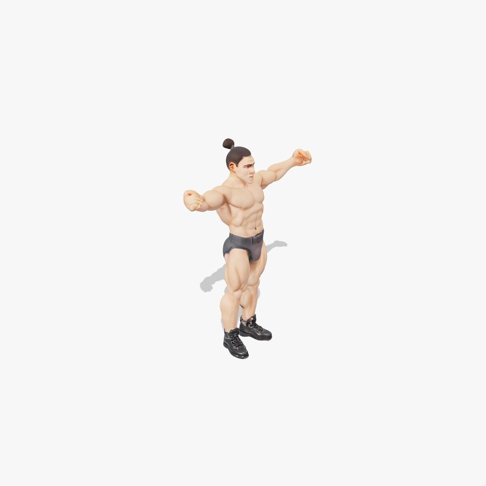 Strong Male Warrior Character Rigged and Animated D Model