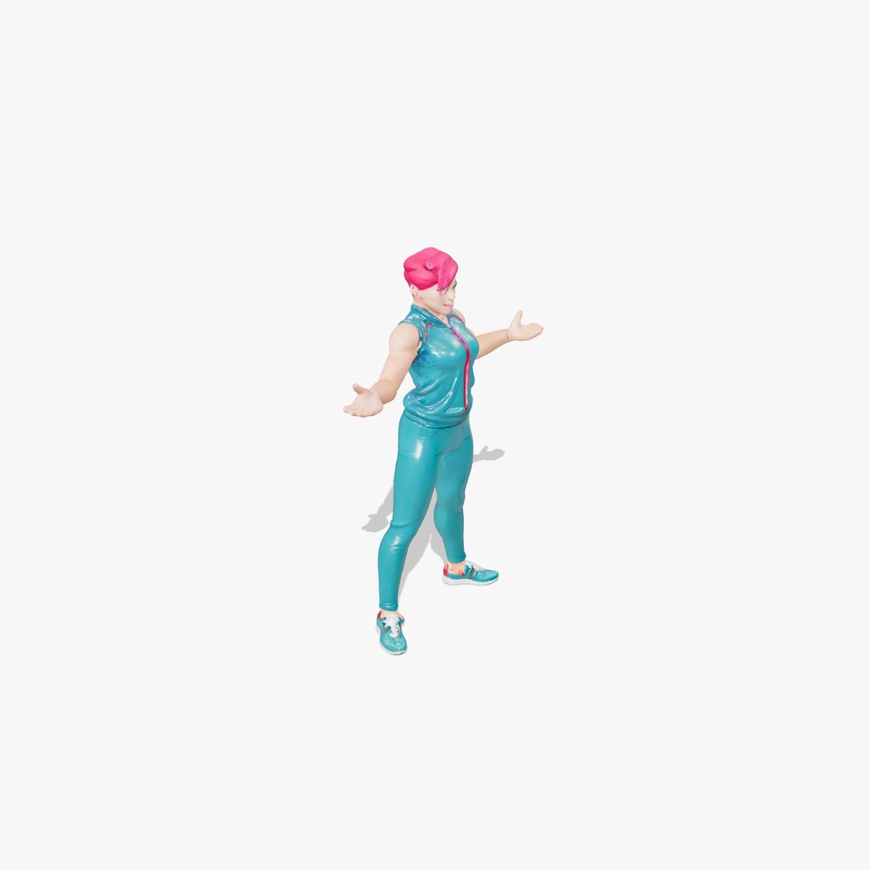 Energetic Female Athlete Character Model Rigged and Animated