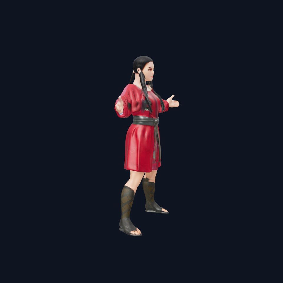 Medieval Warrior Princess Rigged and Animated D Model with Textures