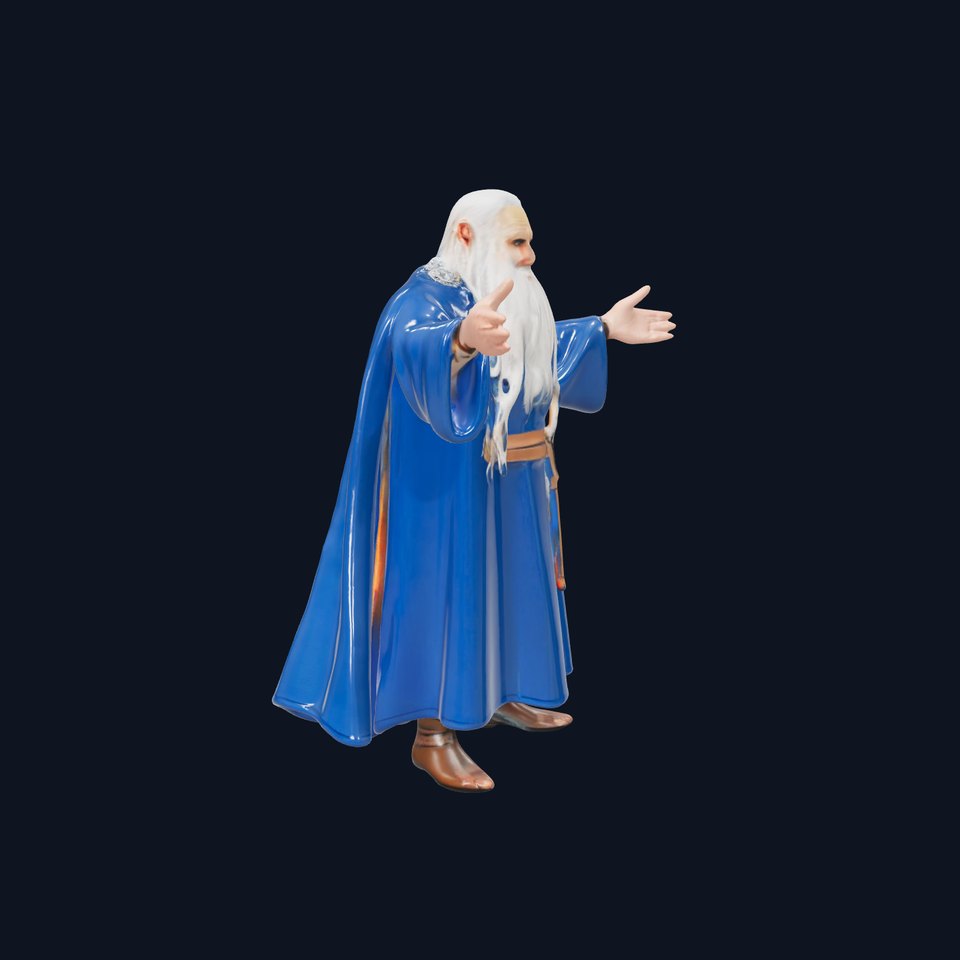 Wise Wizard Character Model Rigged and Animated