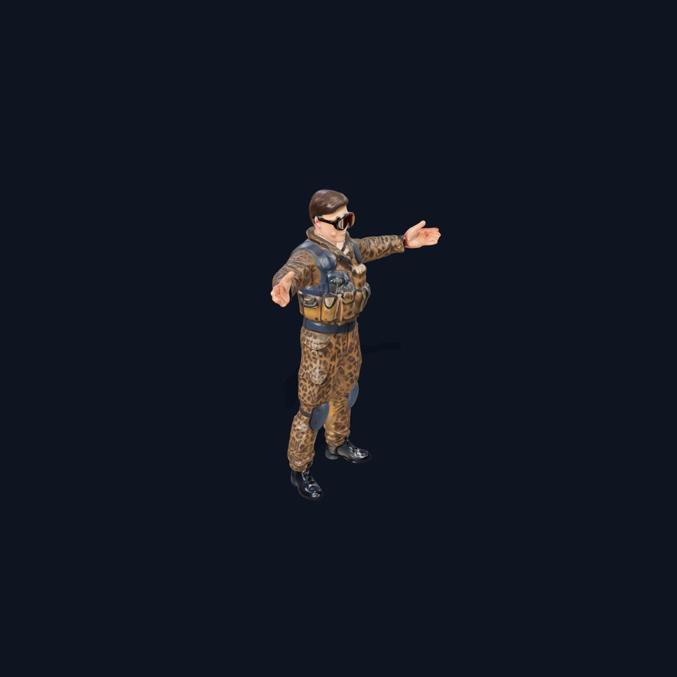 Leopard Camo Soldier Rigged and Animated D Character Model