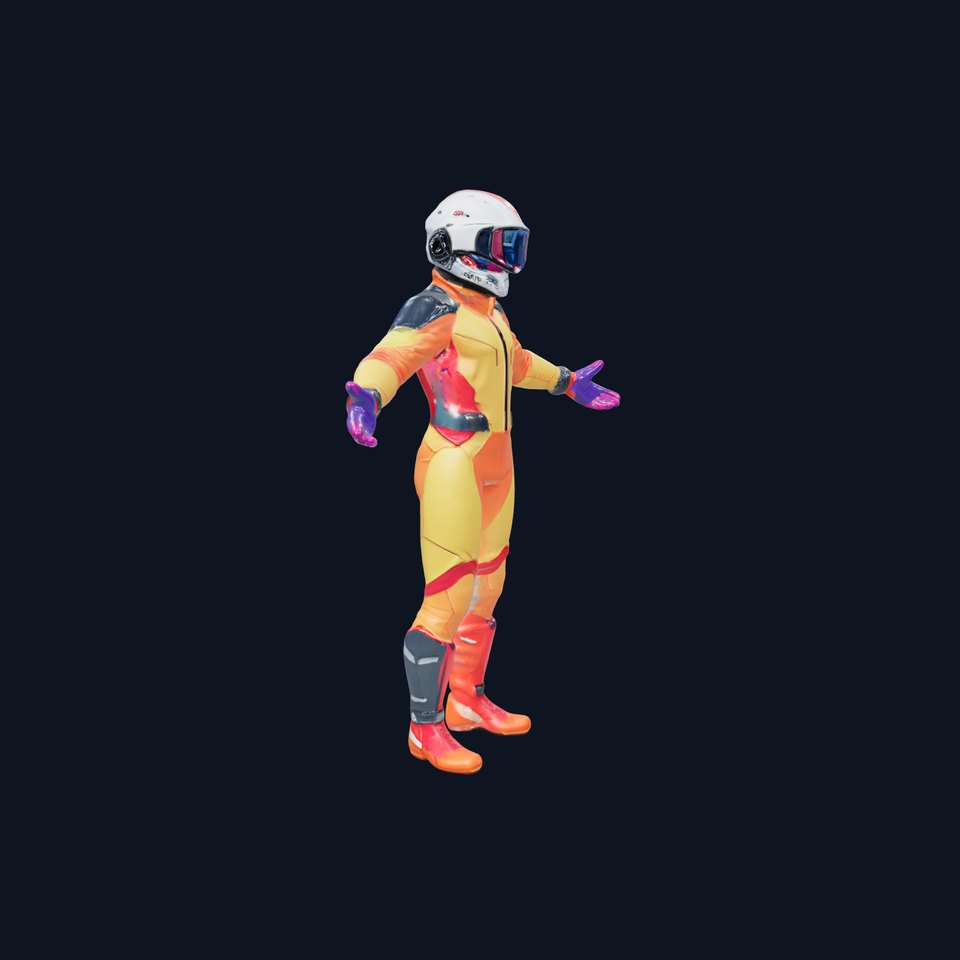 Bright Racing Suit Character Model Rigged and Animated