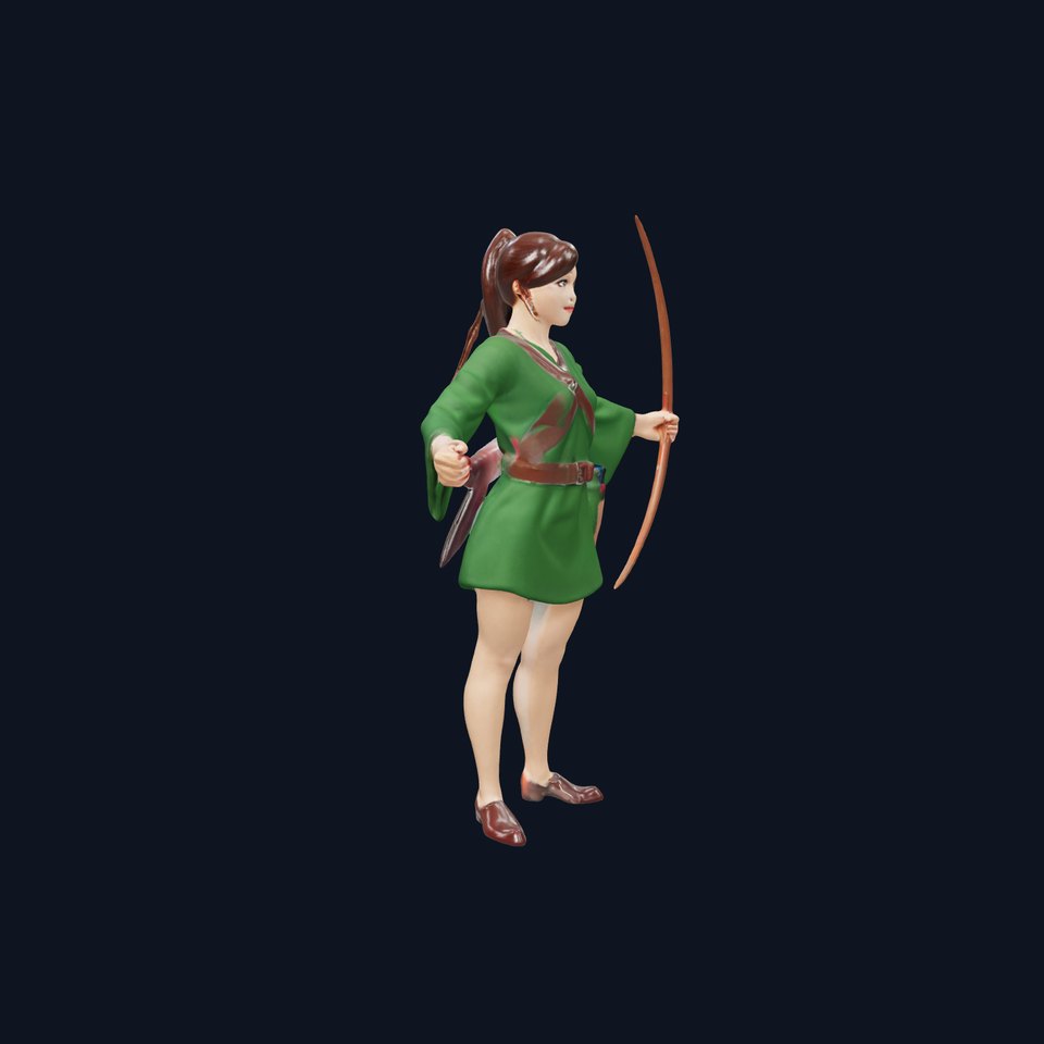Female Archer Character Rigged and Animated D Model
