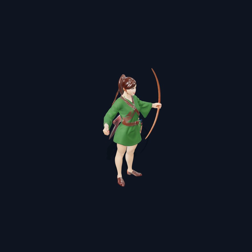 Forest Archer Female D Character Model Rigged and Animated viewer poster