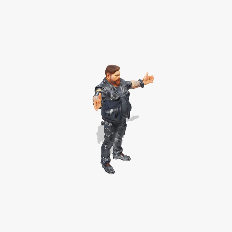 Male Mercenary Character with Leather Jacket Rigged and Animated