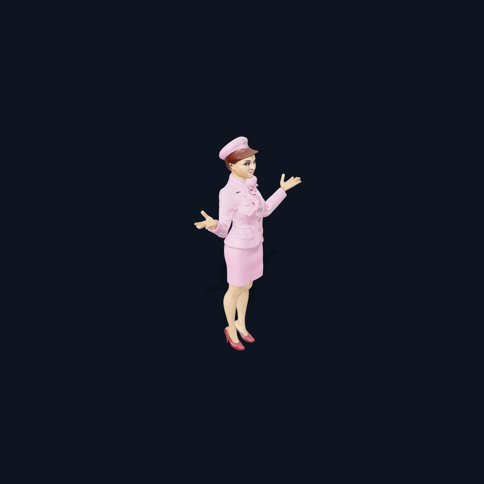 Elegant Pink Attired Female Character Rigged and Animated