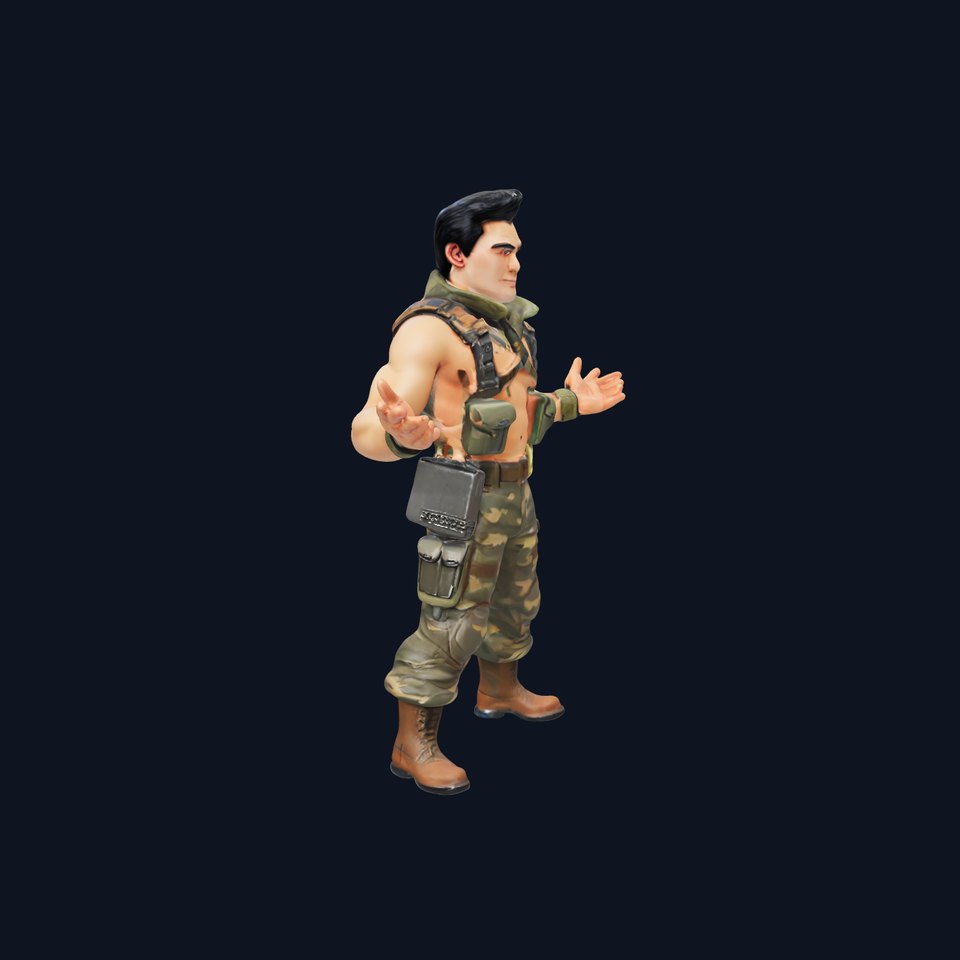 Military Commando Rigged and Animated Character Model