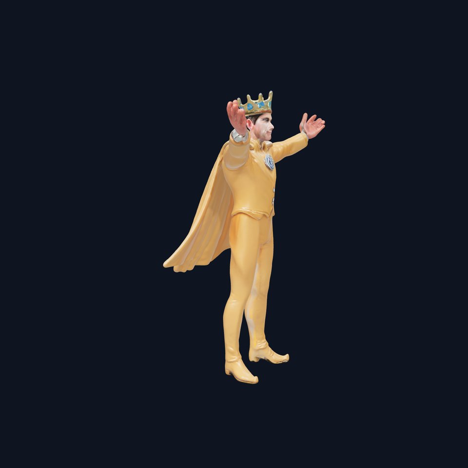 Golden King Character with Crown Rigged and Animated