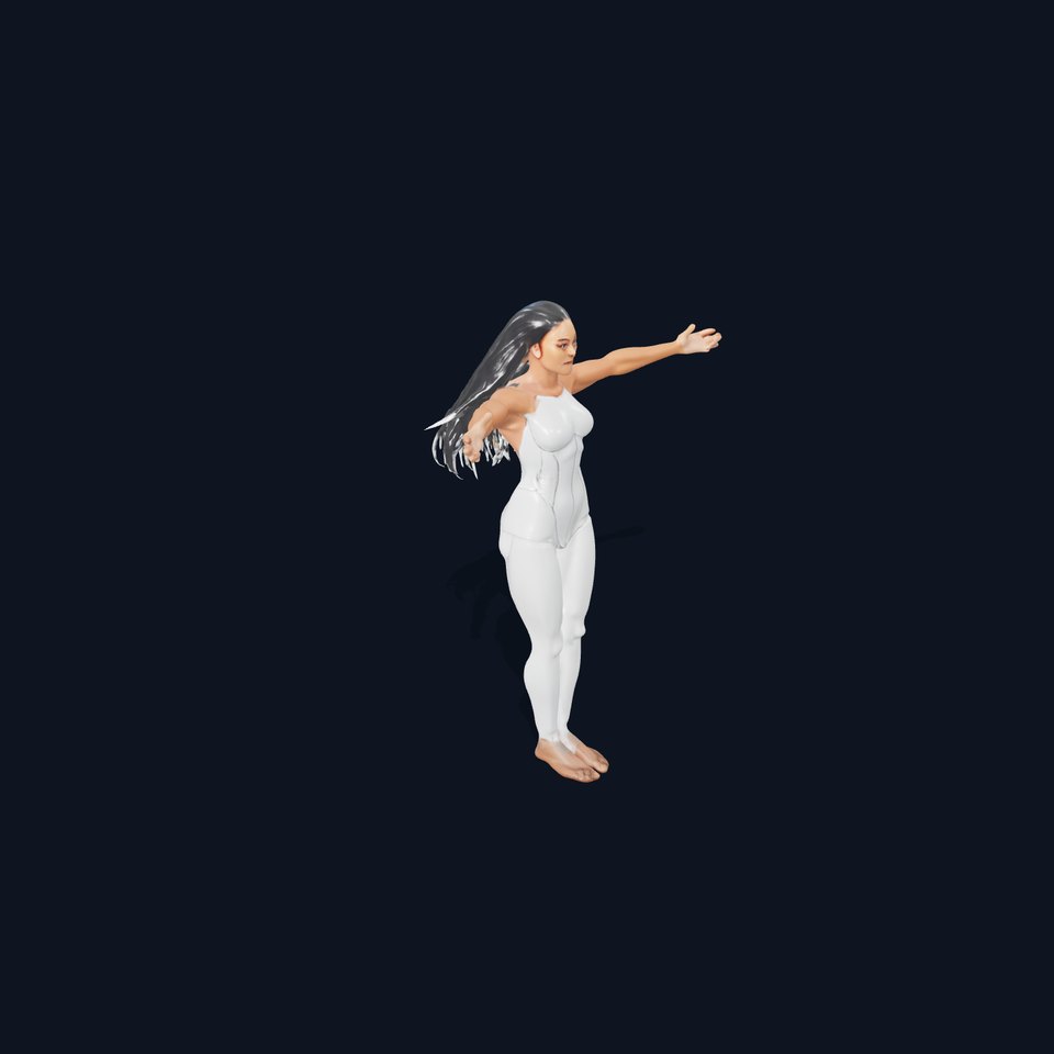 Futuristic Silver Suit Female Character Rigged and Animated viewer poster