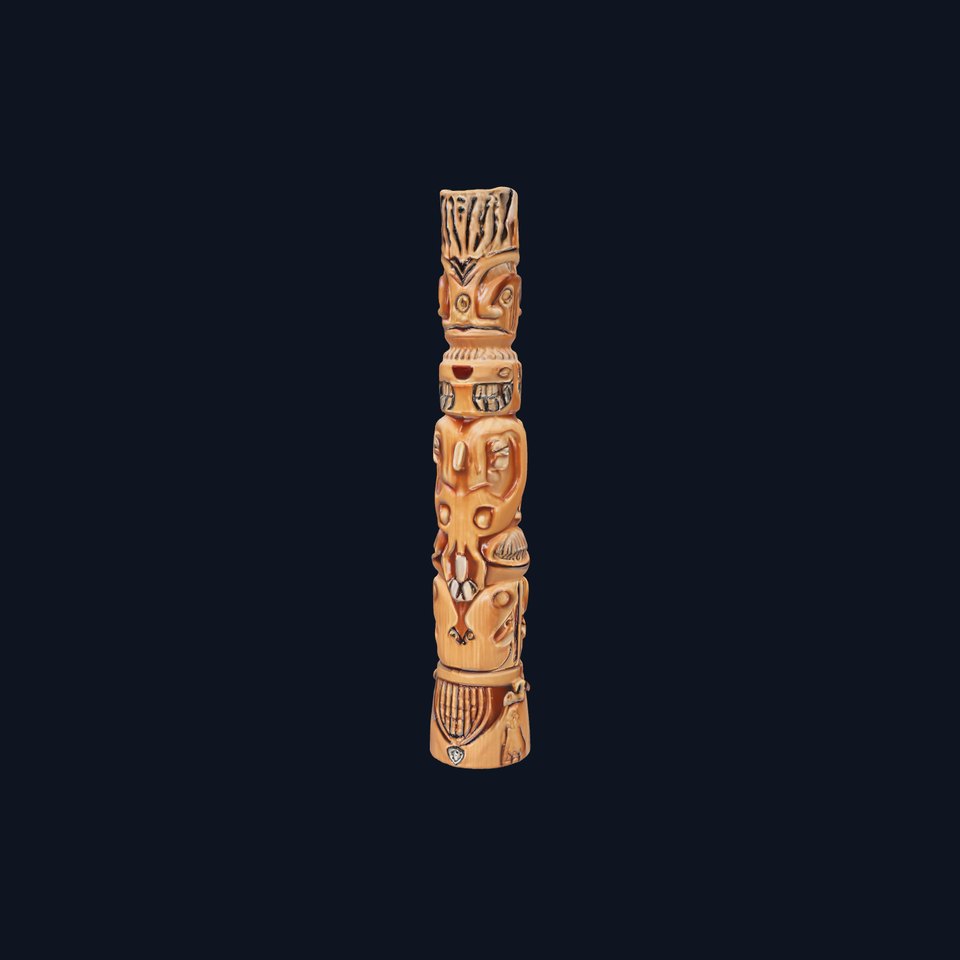 Intricate Carved Wooden Totem Pole Model Pack