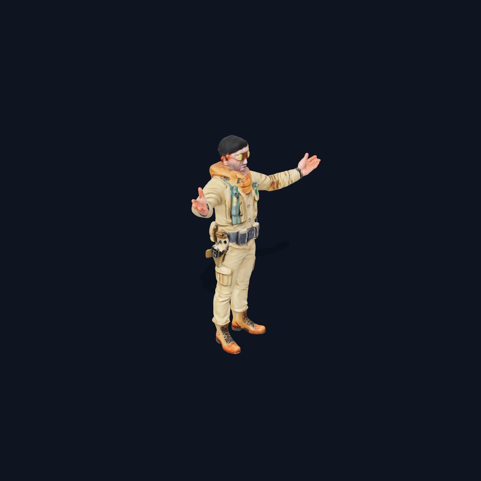 Desert Explorer Rigged and Animated D Character Model