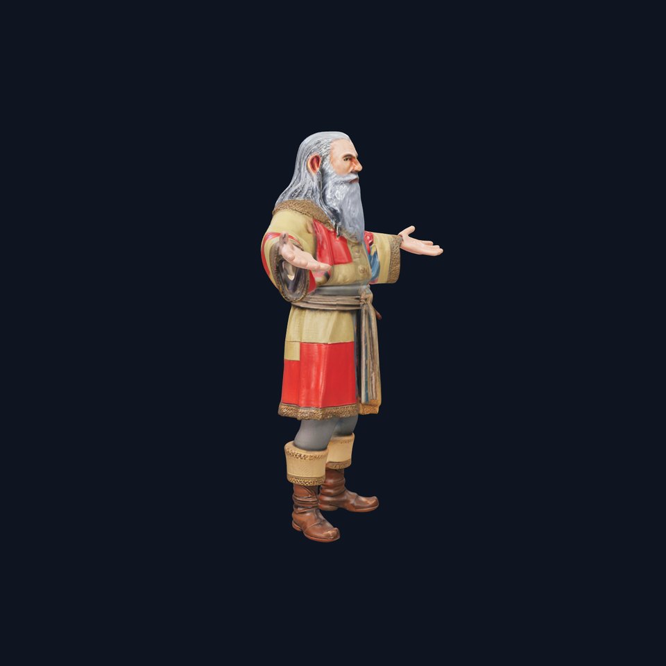 Elderly Wizard Character Model  Rigged and Animated