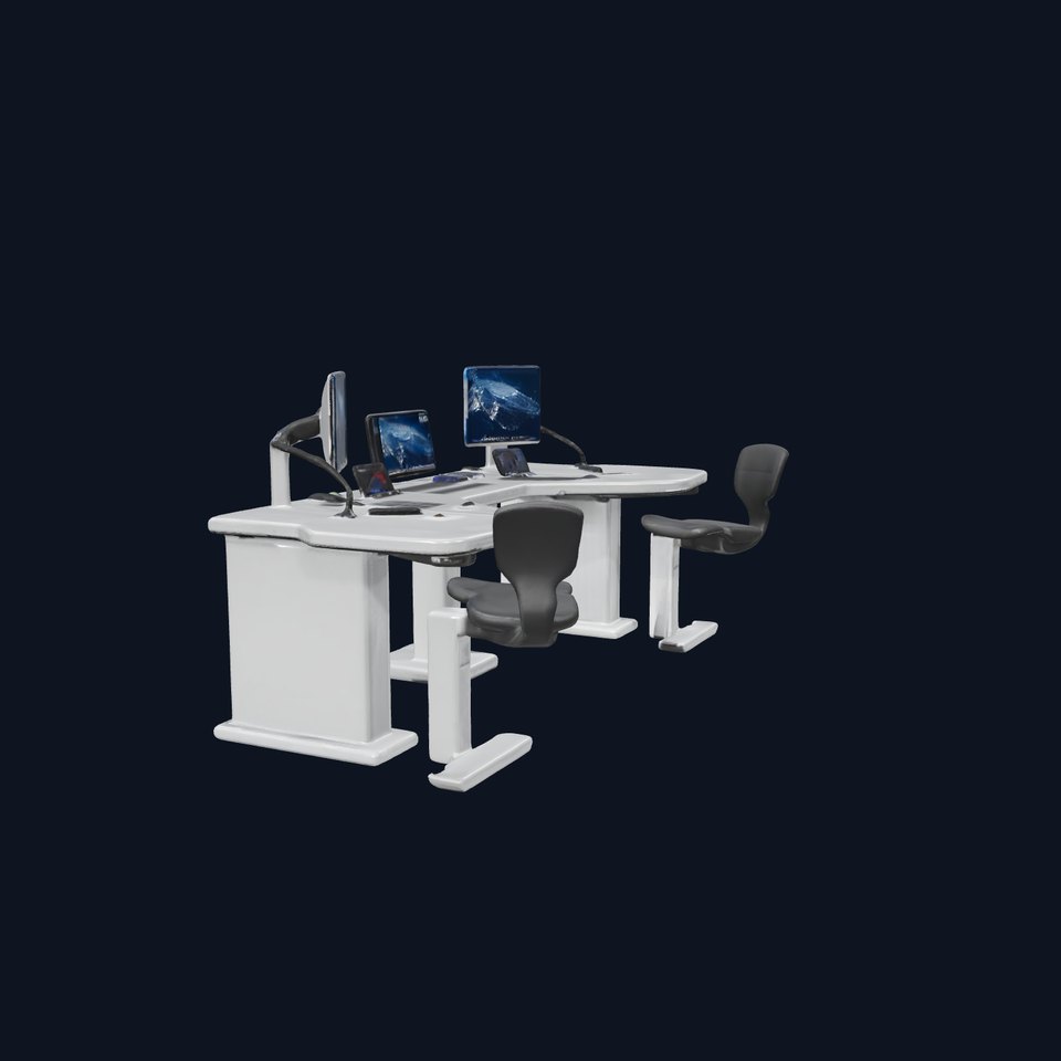 Modern Office Desk with Chairs and Monitors model pack