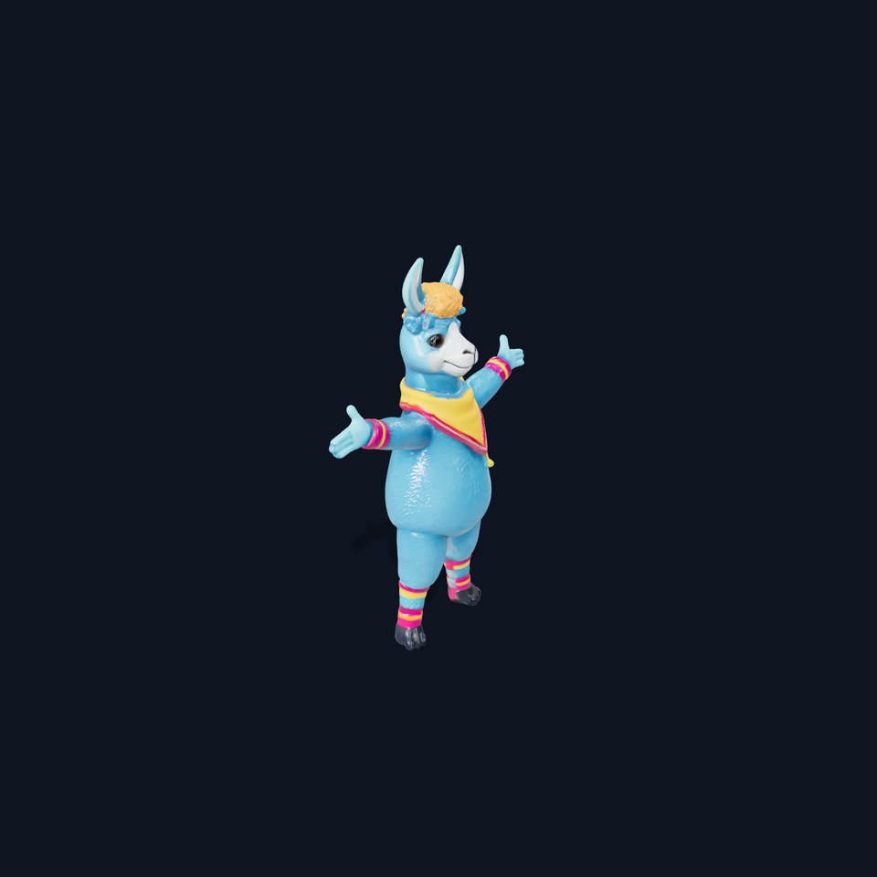 Colorful Llama Character Model Rigged and Animated for Games