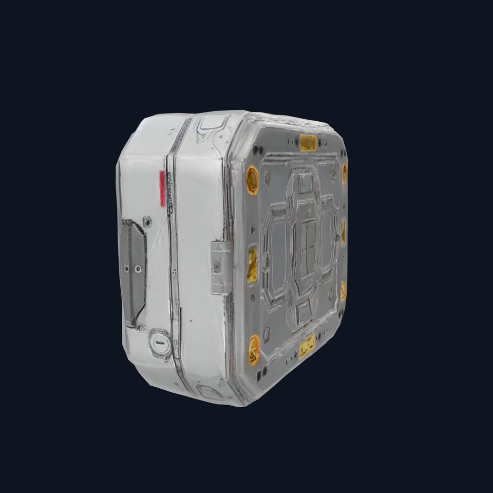 Futuristic Metal Storage Box Model Pack with LED Lights