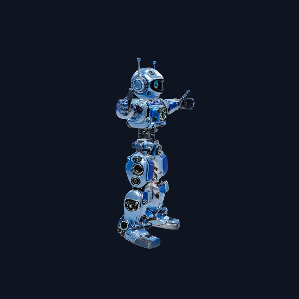 Blue Robot Character Rigged And Animated  Detailed Model
