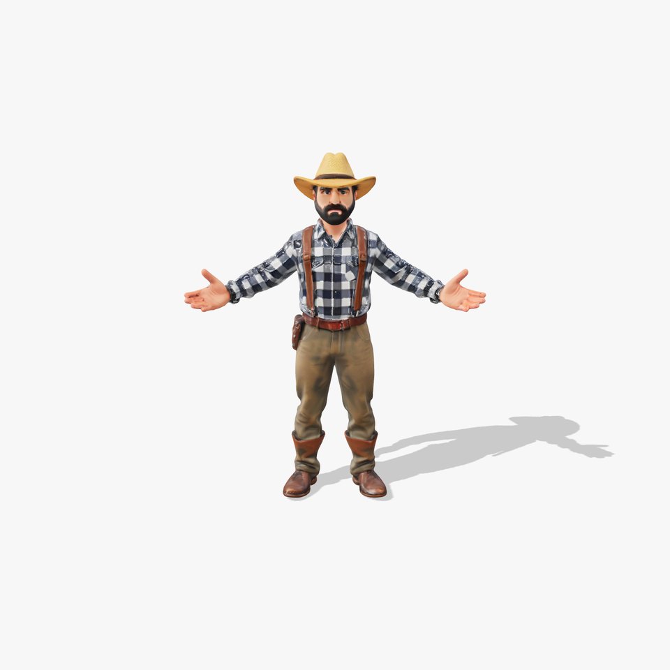 Cowboy Character Rigged and Animated Model