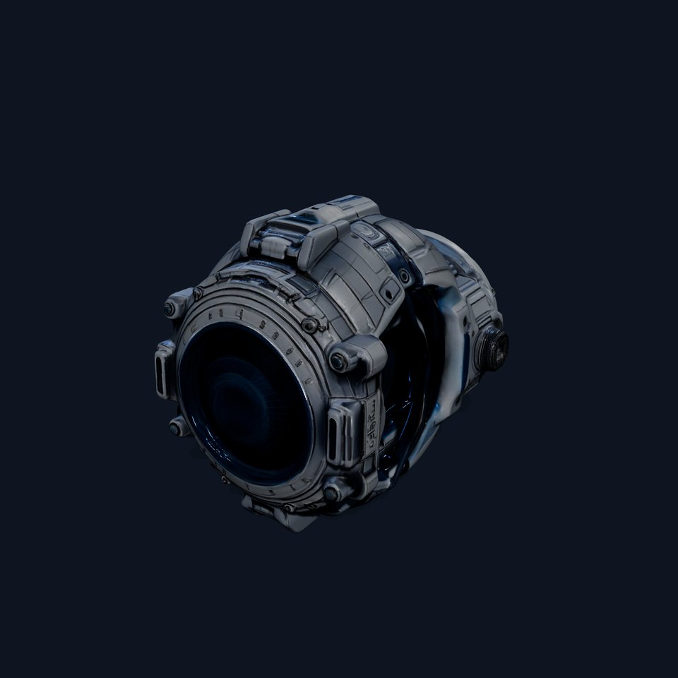 Futuristic Tech Module model pack with blue illumination viewer poster