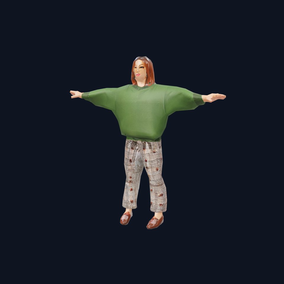 Casual Outfit Model Pack with Green Sweater and Plaid Pants
