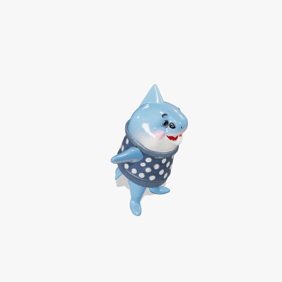 Cute Polka Dot Sweater Shark  Rigged and Animated Model